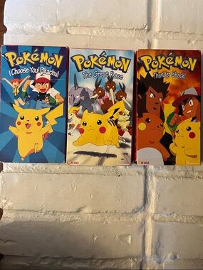 Three VHS tapes of Pokémon animated series. Each 75 minutes.